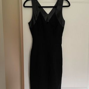 Stunning vintage supermodel inspired dress with faux leather detailing
